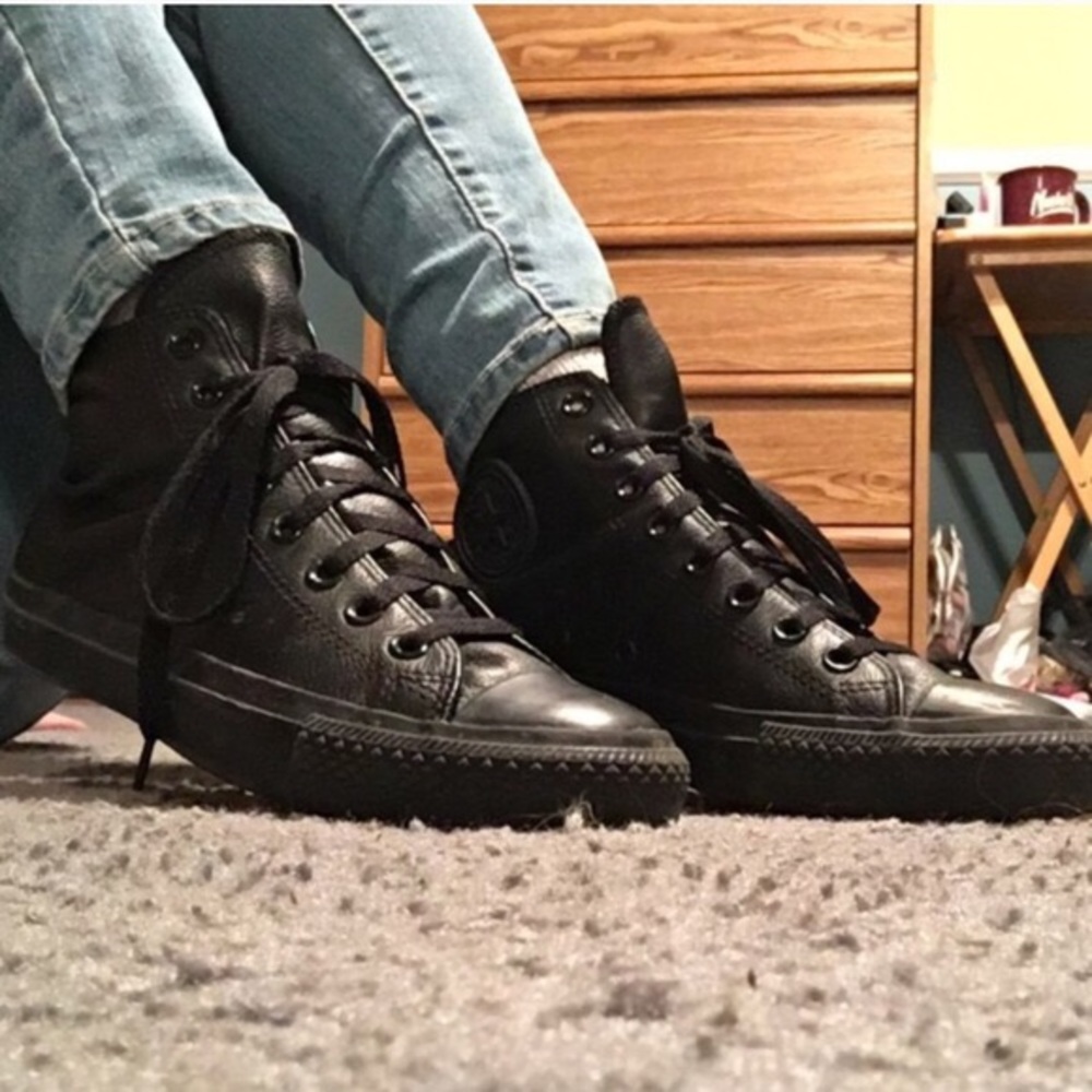 All Black Leather Converse